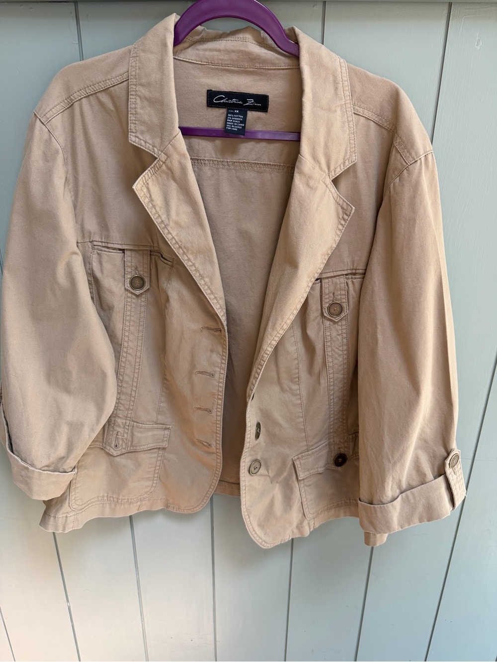 Christiana Zinn Beige Cotton-Blend Casual Blazer